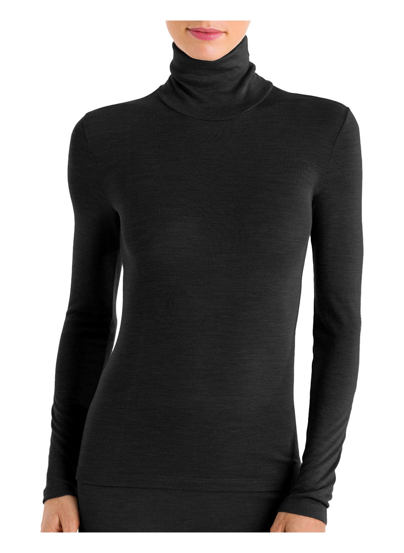 HANRO Turtleneck shirt WOOLEN SILK made of merino wool with silk, Color: BLACK (Image 5)