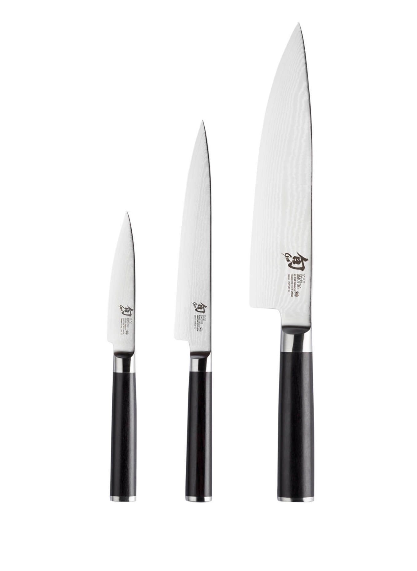 KAI 3-piece Knife set, Color: DARK BROWN/ SILVER (Image 1)