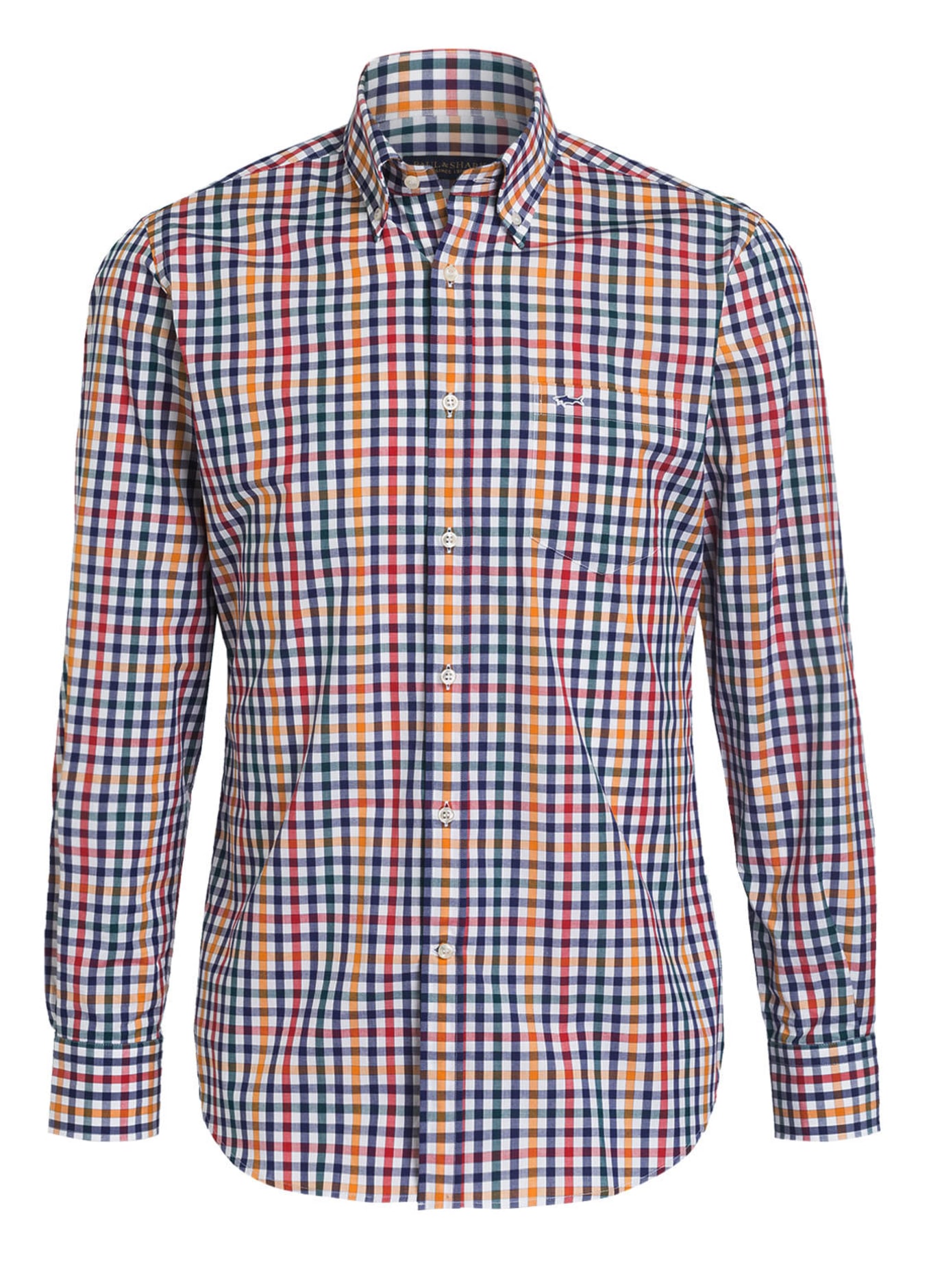 PAUL & SHARK Shirt slim fit, Color: WHITE / GREEN / DARK BLUE CHECKED (Image 1)