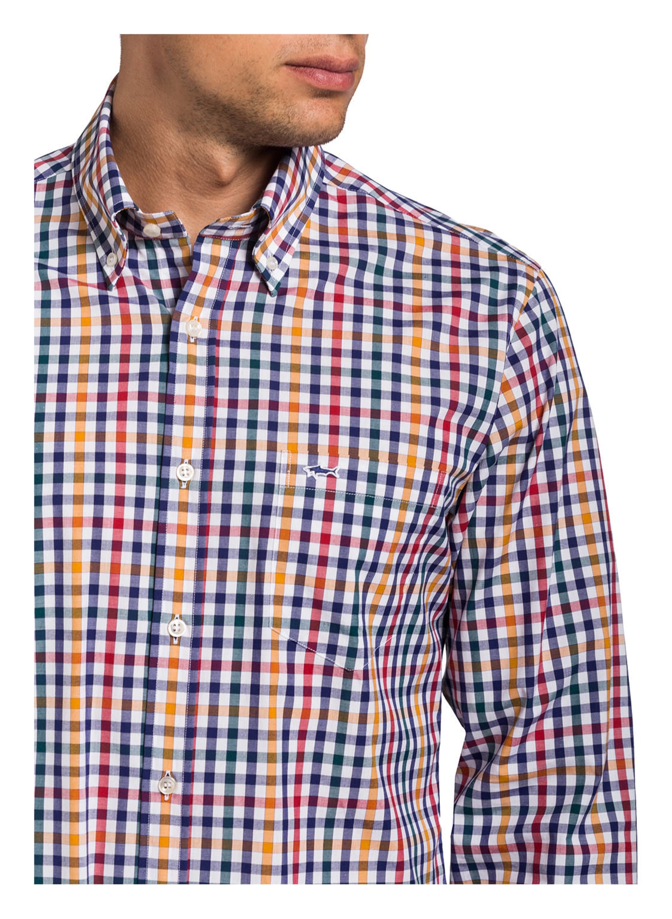 PAUL & SHARK Shirt slim fit, Color: WHITE / GREEN / DARK BLUE CHECKED (Image 4)