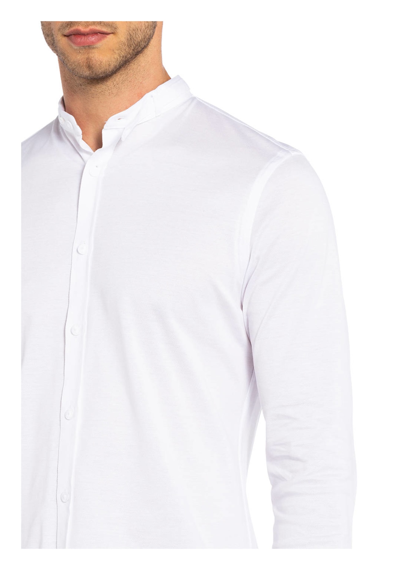 Gottseidank Trachten shirt LENZ extra slim fit with stand-up collar, Color: WHITE (Image 4)