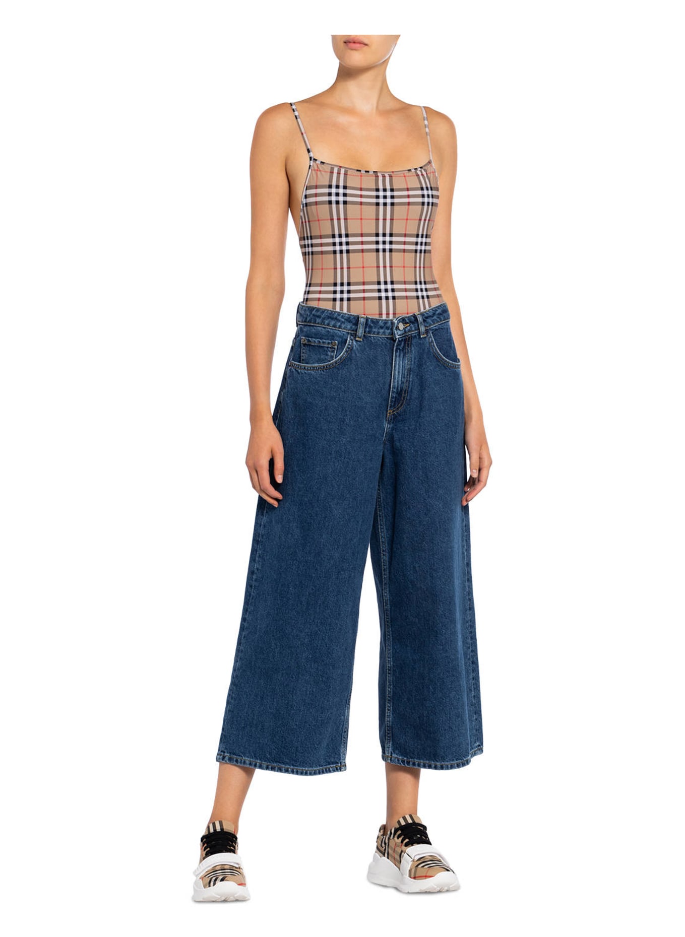 BURBERRY Badeanzug DELIA: BEIGE / SCHWARZ / ROT