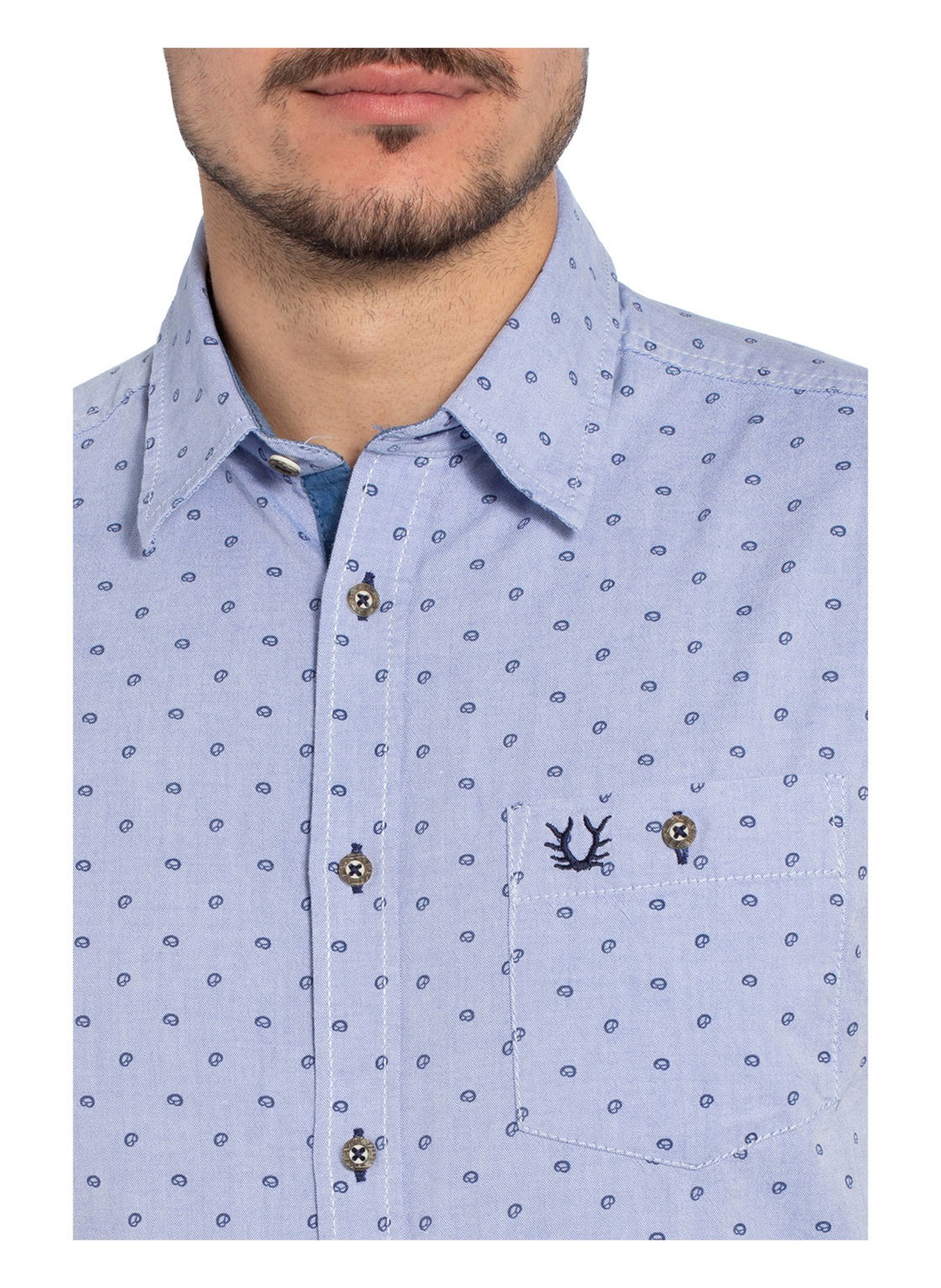 KRÜGER Trachten shirt VALENTIN perfect fit, Color: LIGHT BLUE (Image 4)