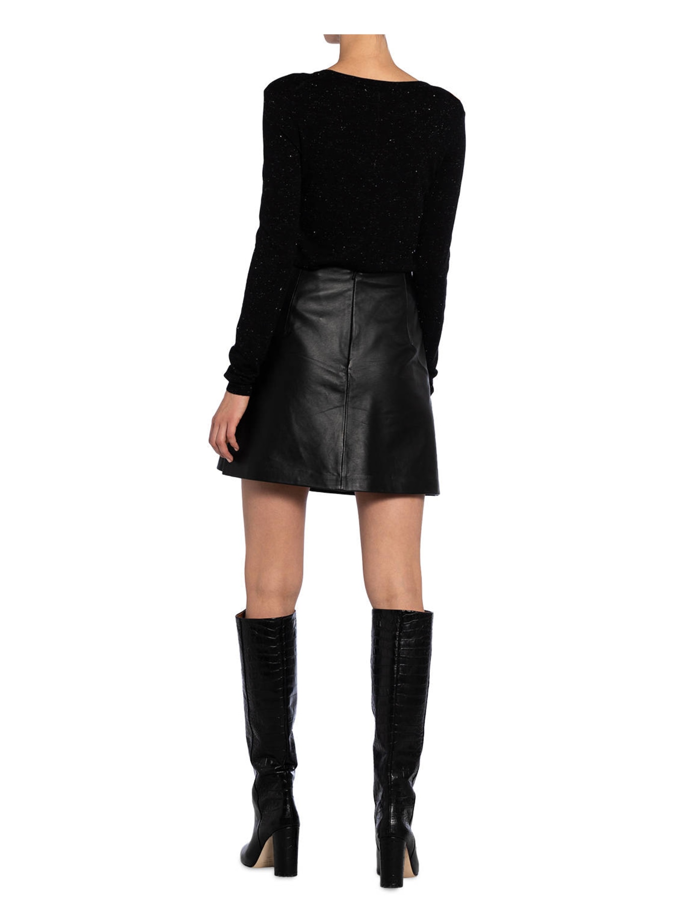 WHISTLES Leather skirt , Color: BLACK (Image 3)
