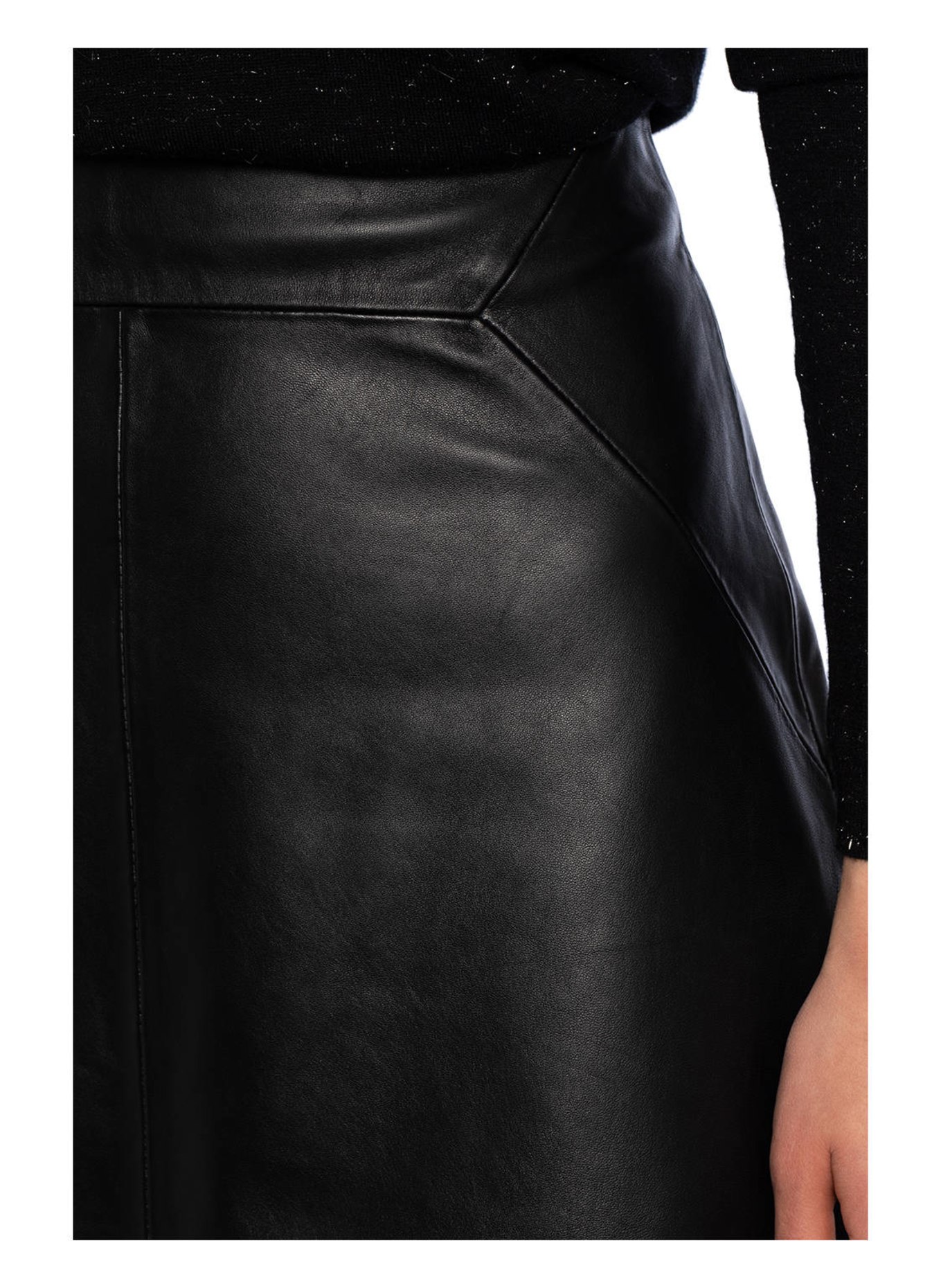 WHISTLES Leather skirt , Color: BLACK (Image 4)