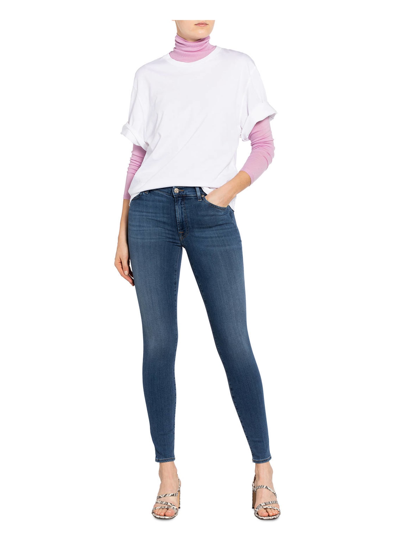 7 for all mankind Skinny Jeans HW SKINNY, Farbe: Slim Illusion Luxe Lovestory Mid Blue (Bild 2)