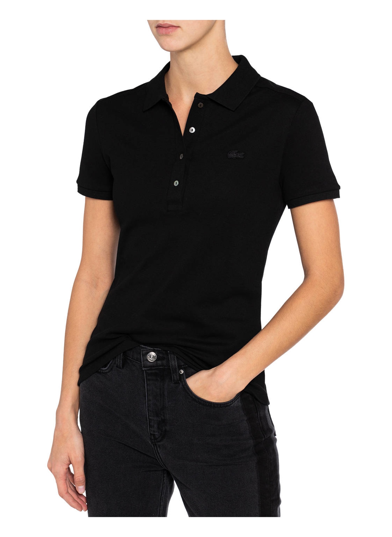 LACOSTE Piqué-Poloshirt Slim Fit, Farbe: SCHWARZ (Bild 4)