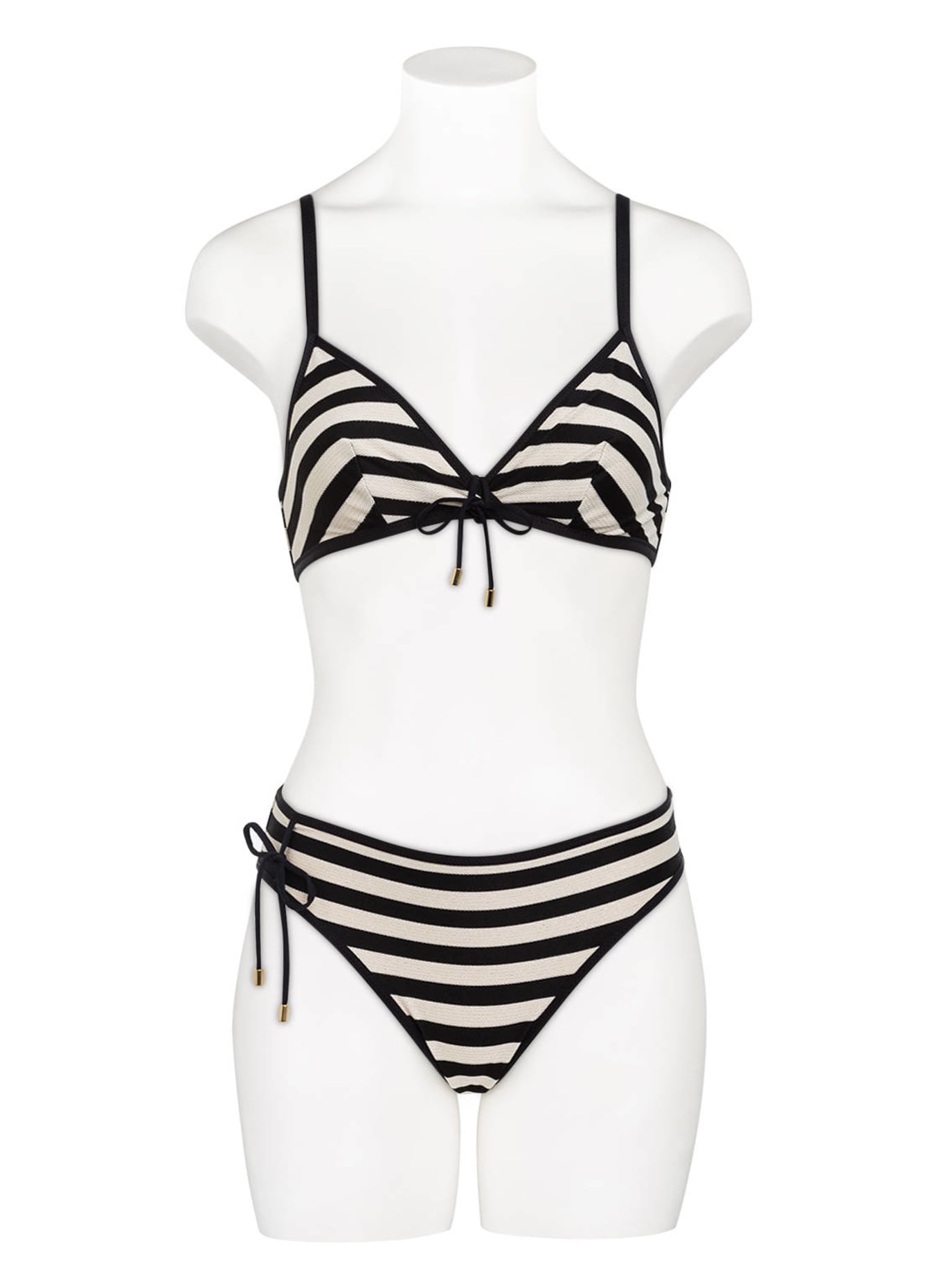 MARIE JO Triangel-Bikini-Top MERLE: ECRU / SCHWARZ