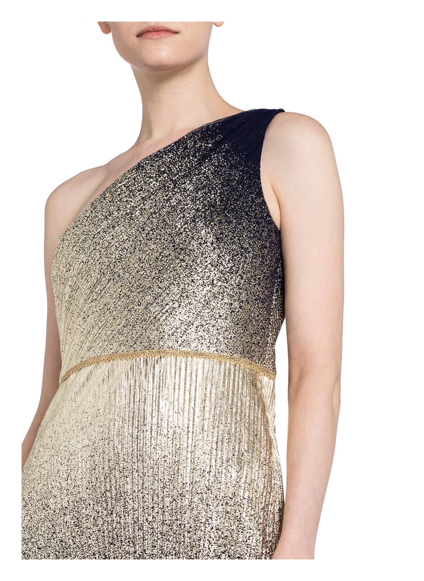 MARCHESA NOTTE One-Shoulder-Abendkleid, Farbe: DUNKELBLAU/ GOLD (Bild 4)