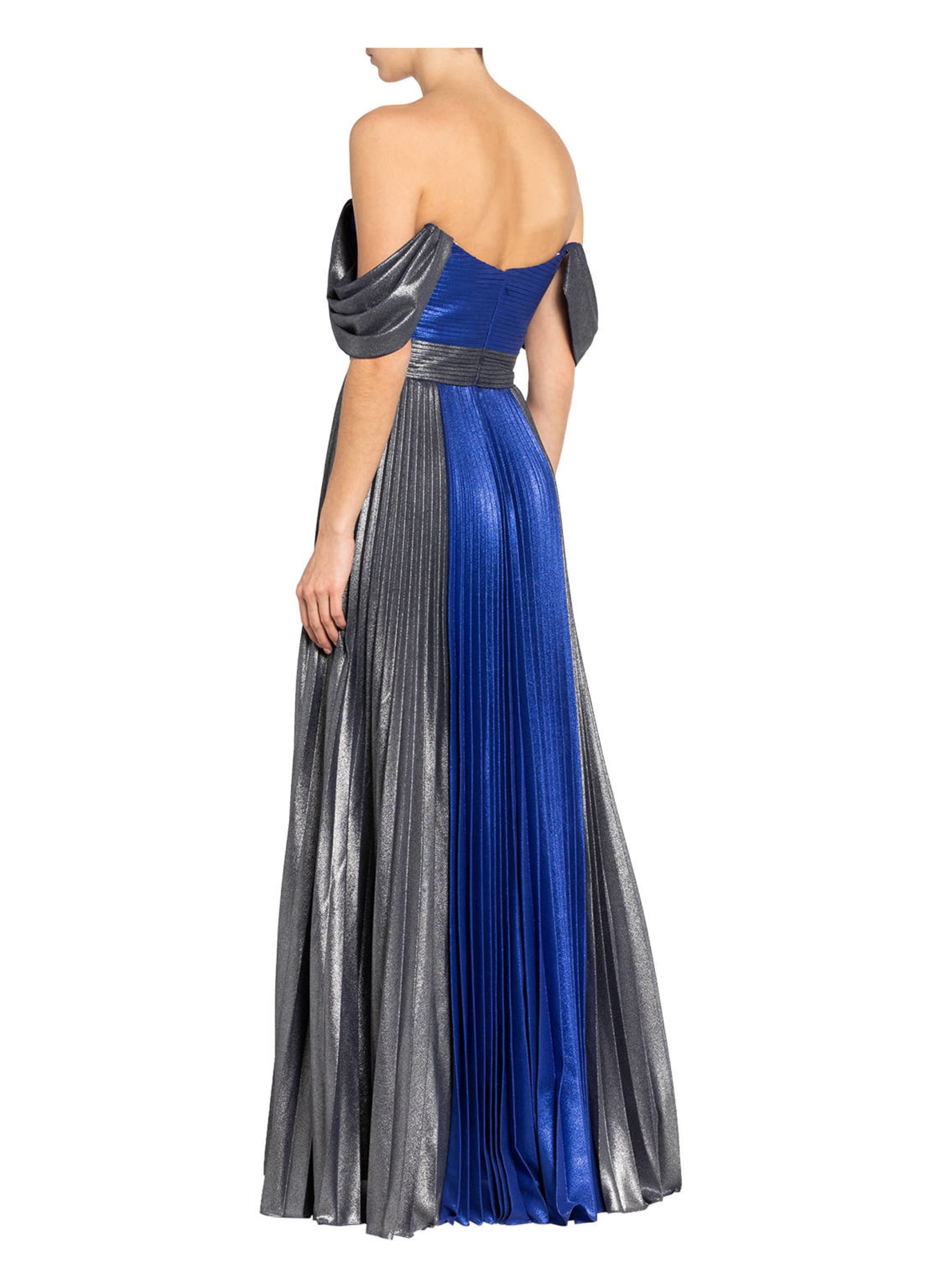 MARCHESA NOTTE Off-Shoulder-Abendkleid, Farbe: GRAU/ BLAU/ SILBER (Bild 3)