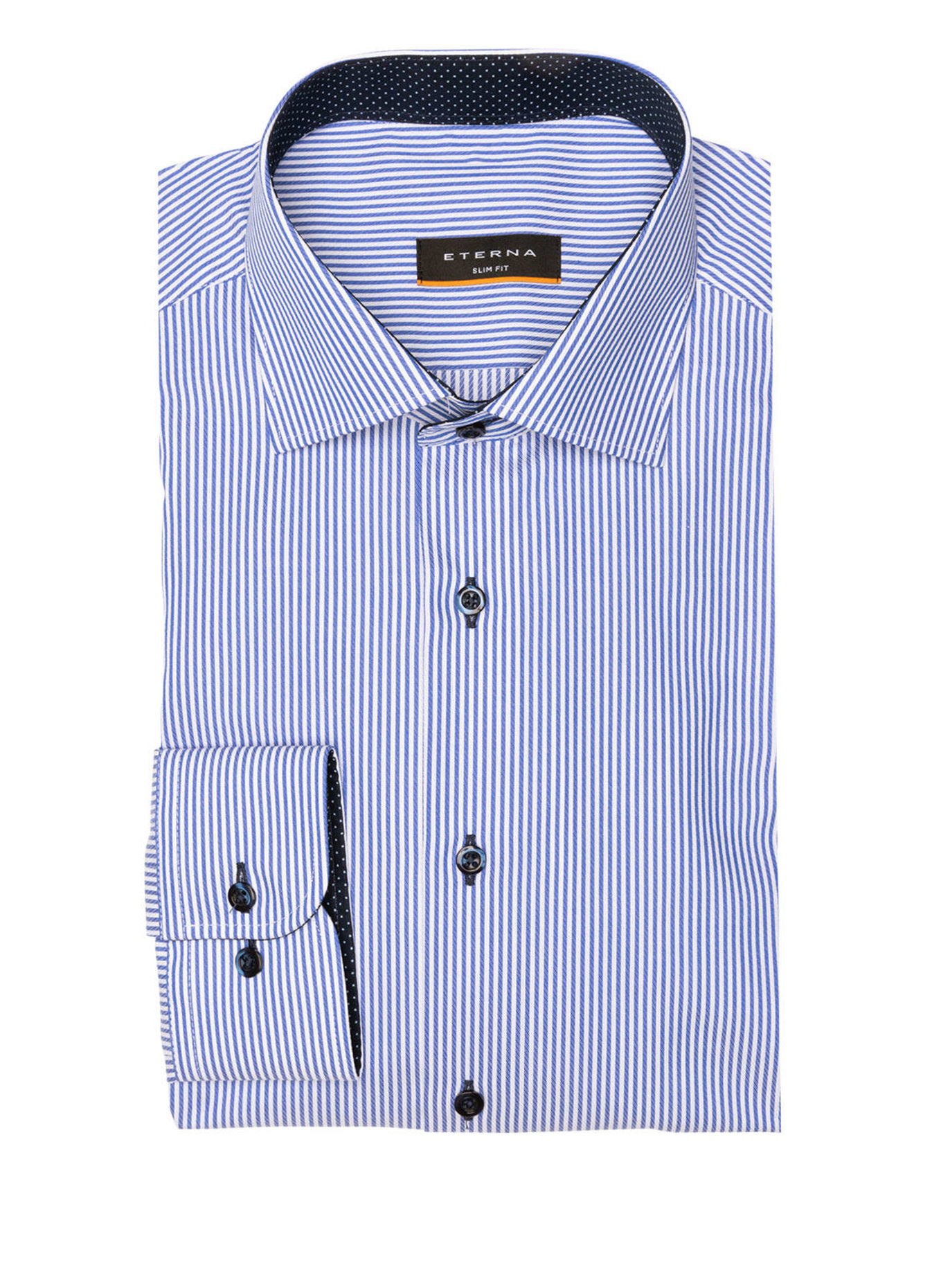 ETERNA Hemd Slim Fit: BLAU/ WEISS GESTREIFT