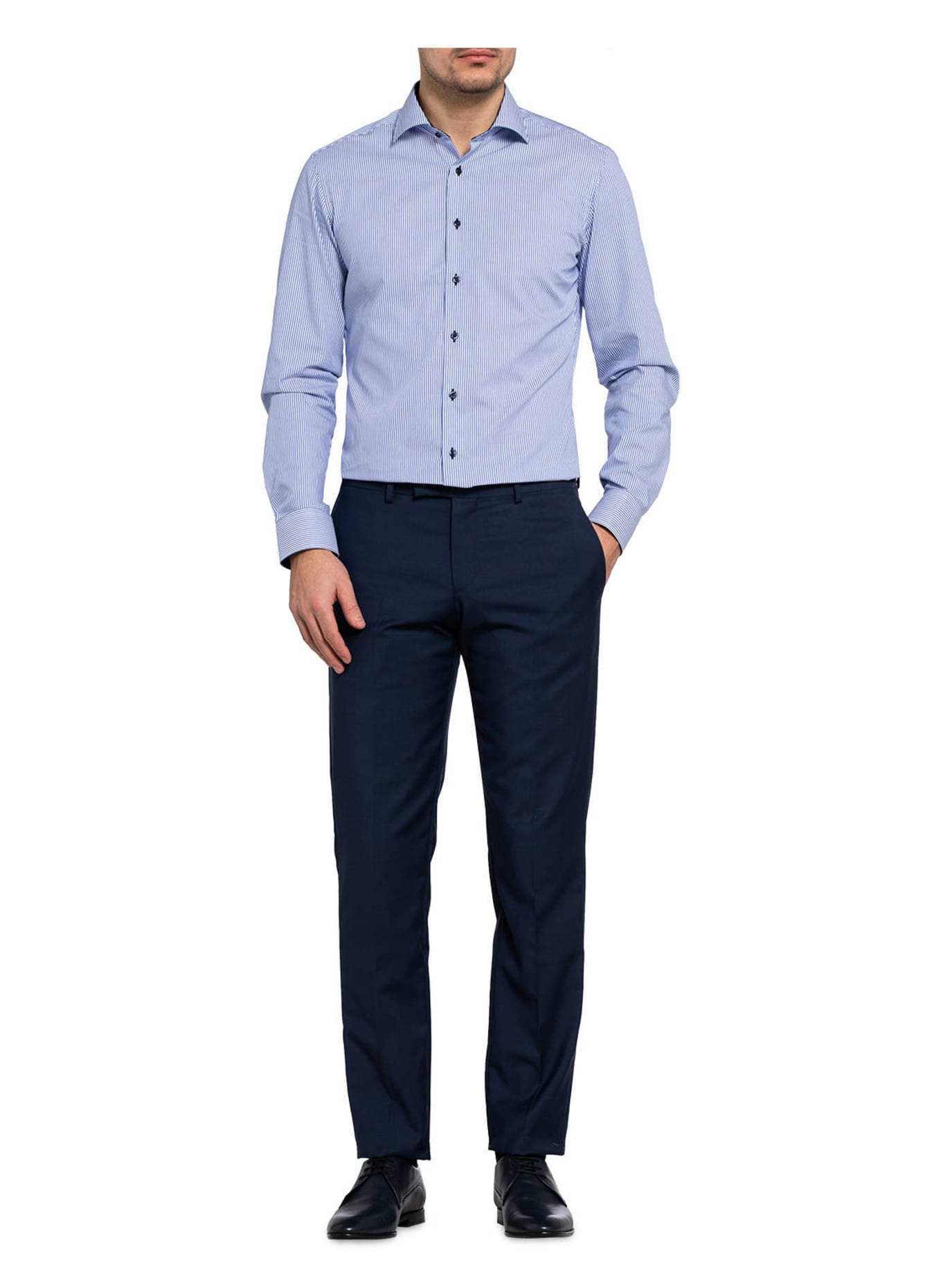 ETERNA Hemd Slim Fit: BLAU/ WEISS GESTREIFT