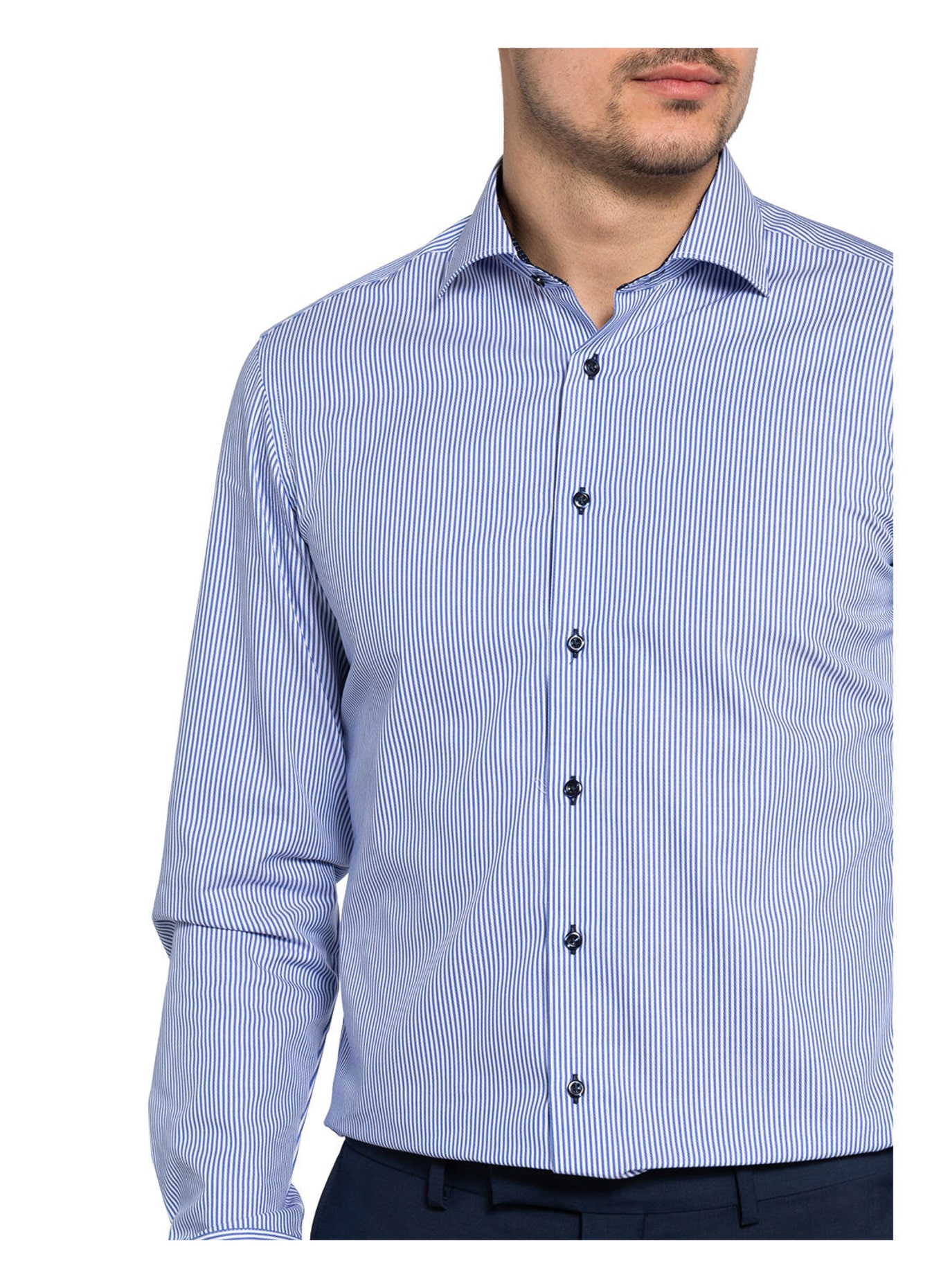 ETERNA Hemd Slim Fit: BLAU/ WEISS GESTREIFT