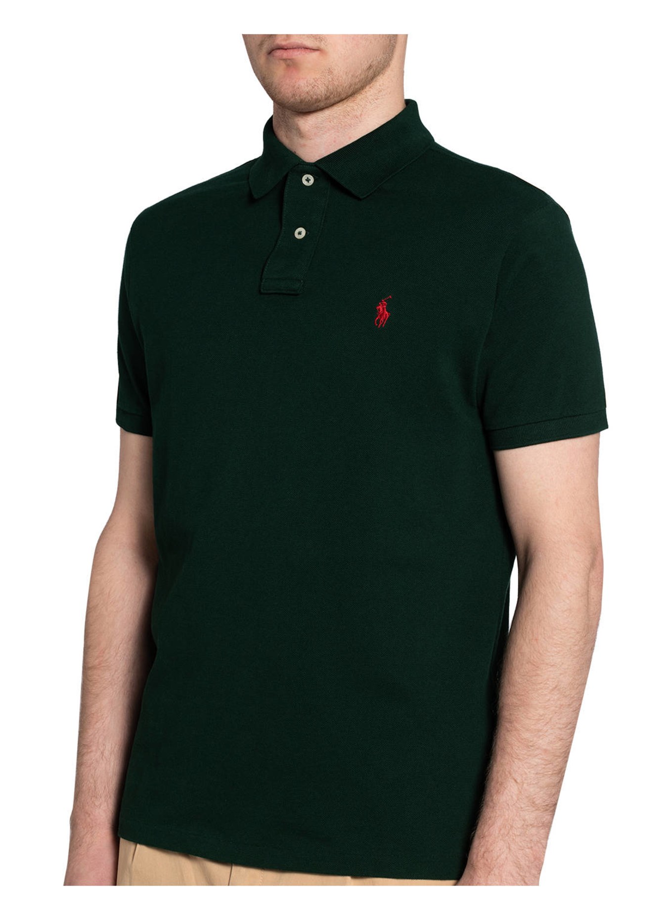 POLO RALPH LAUREN Piqué-Poloshirt Custom Slim Fit , Farbe: DUNKELGRÜN (Bild 4)