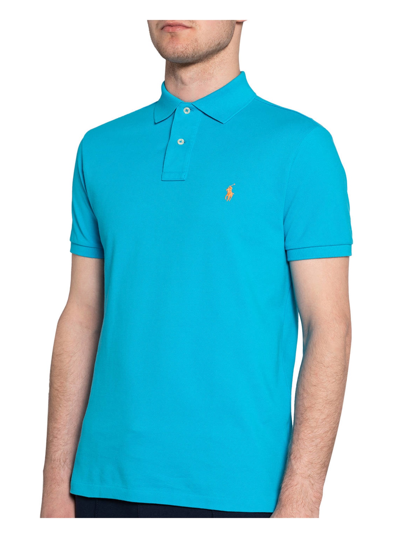 POLO RALPH LAUREN Piqué-Poloshirt Custom Slim Fit , Farbe: TÜRKIS (Bild 4)
