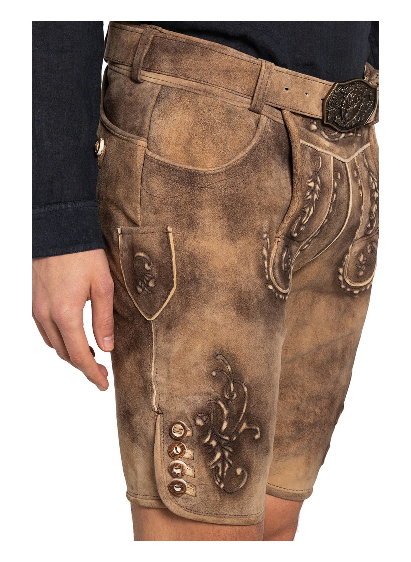 Spieth & Wensky Spodnie skórzane w stylu ludowym NIKLAS, Kolor: BRĄZOWY (Obrazek 5)