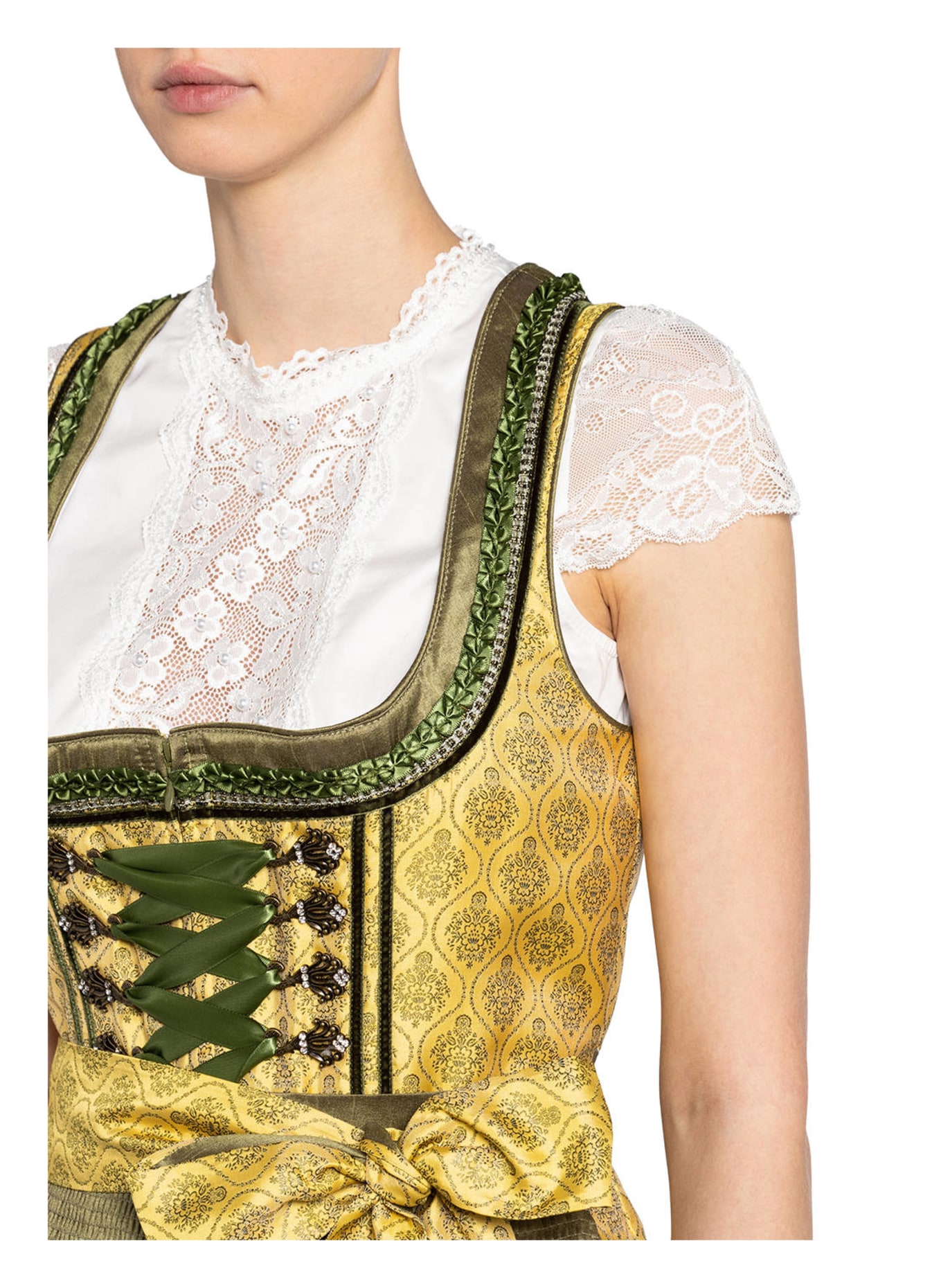 KRÜGER Sukienka bawarska BERNA z obszyciem perełkami, Kolor: BIAŁY (Obrazek 3)