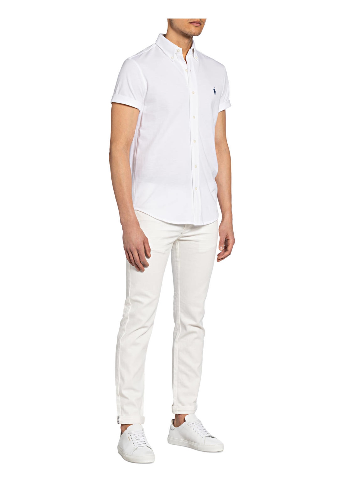 POLO RALPH LAUREN Kurzarm-Hemd Regular Fit aus Piqué: WEISS