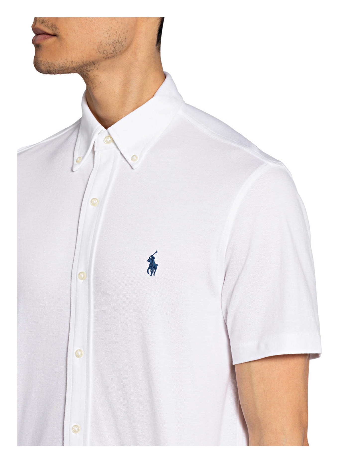 POLO RALPH LAUREN Kurzarm-Hemd Regular Fit aus Piqué: WEISS