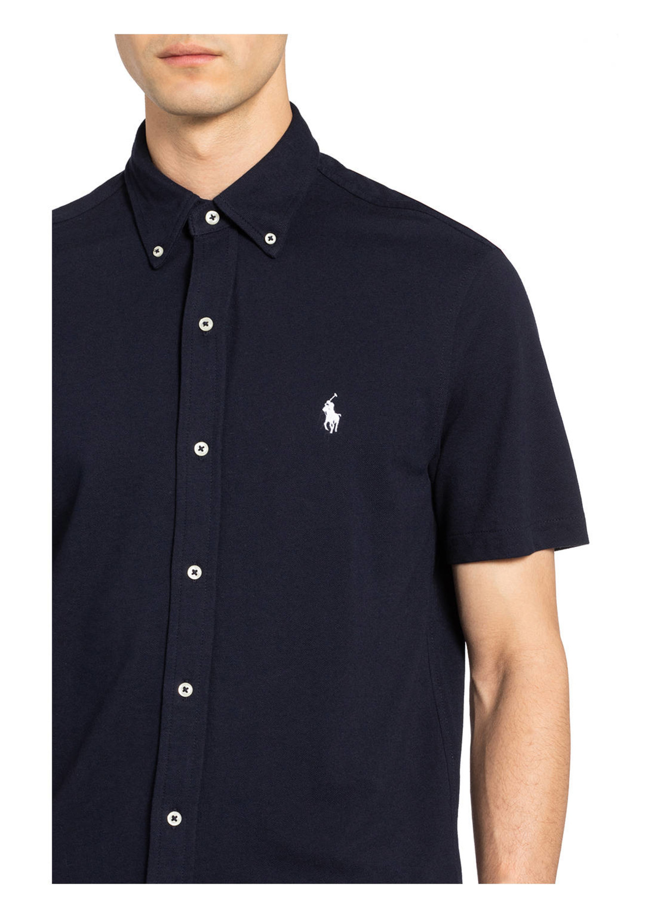 POLO RALPH LAUREN Kurzarm-Hemd Regular Fit aus Piqué: DUNKELBLAU