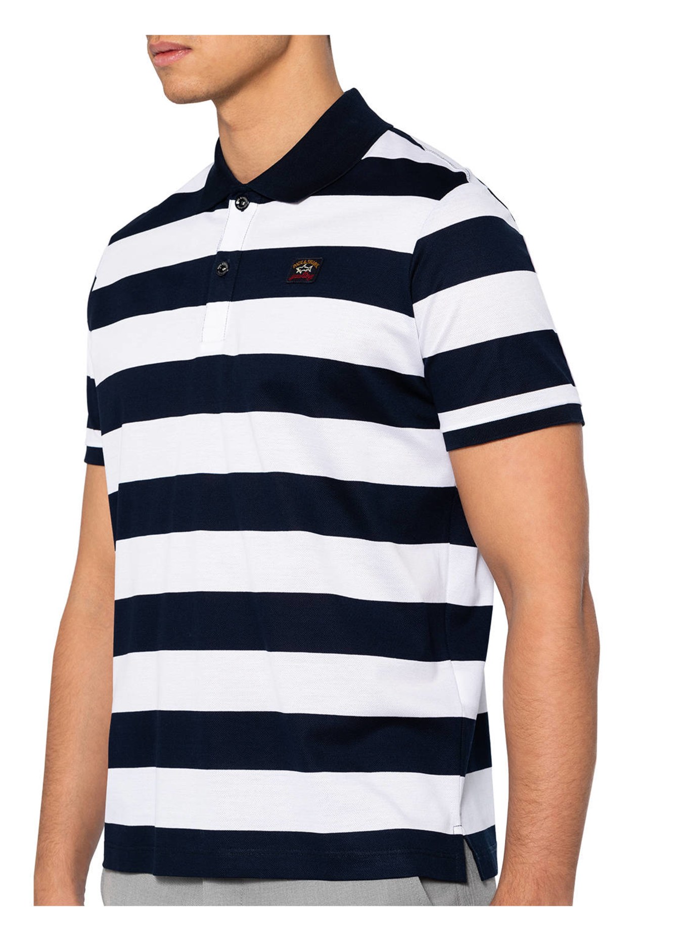 PAUL & SHARK Piqué polo shirt, Color: WHITE/ BLUE STRIPED (Image 4)