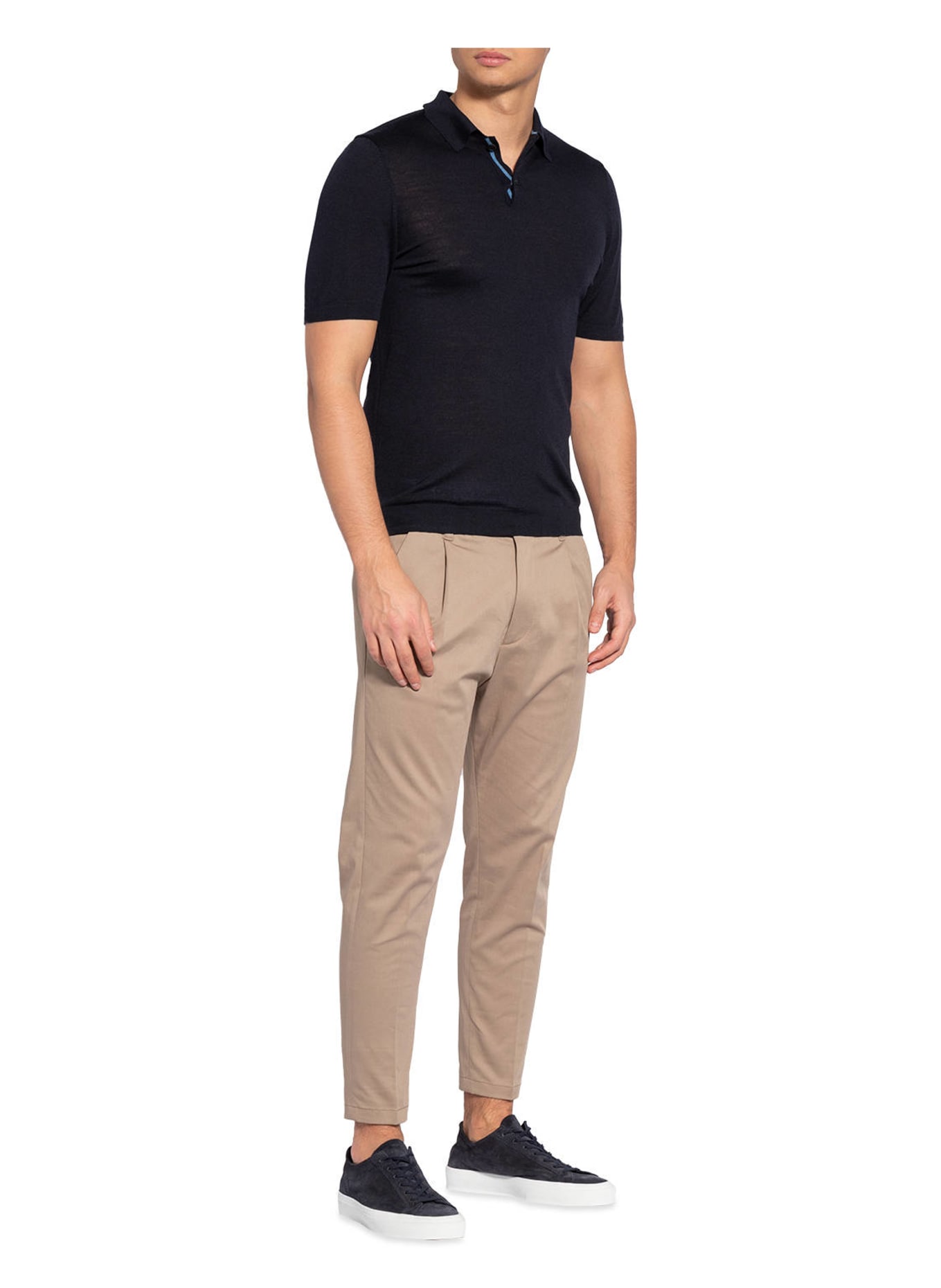 MAERZ MUENCHEN Strick-Poloshirt aus Merinowolle: DUNKELBLAU