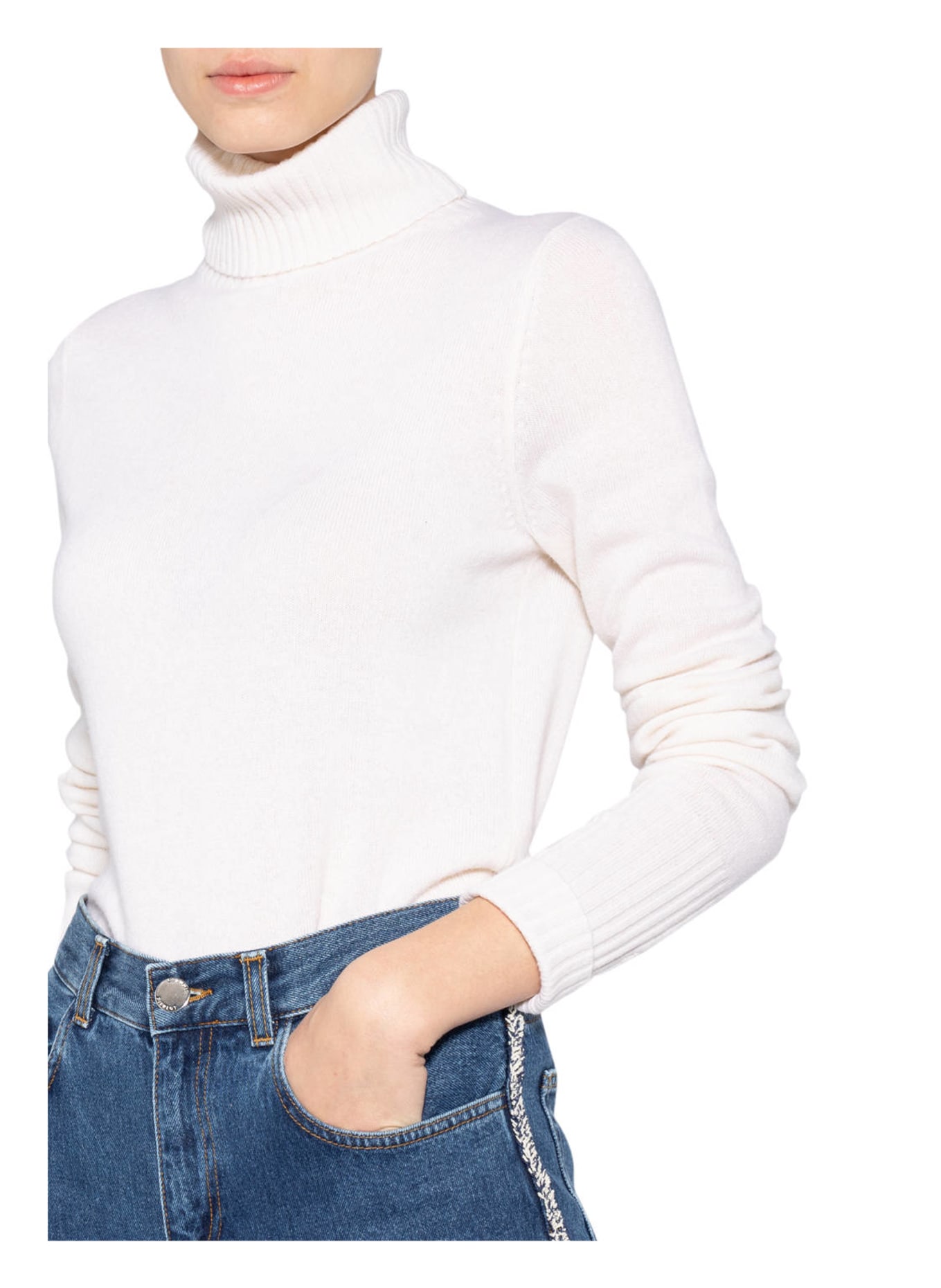 FTC CASHMERE Turtleneck sweater in cashmere, Color: CREAM (Image 4)