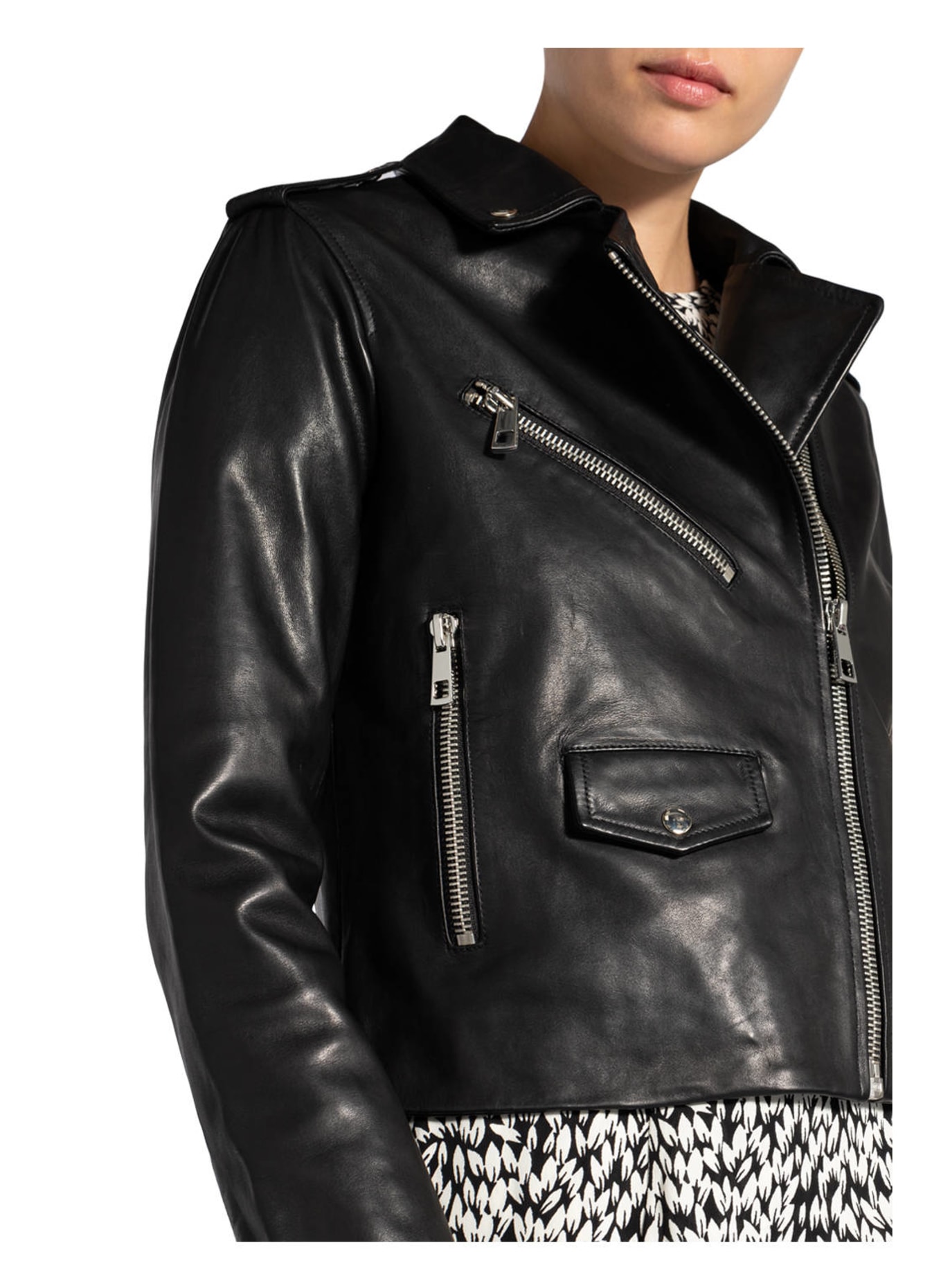WHISTLES Leather jacket AGNES, Color: BLACK (Image 4)