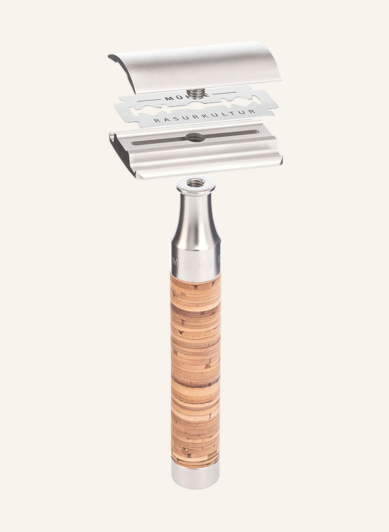 MÜHLE Edelstahl Rasierhobel - ROCCA: HELLBRAUN