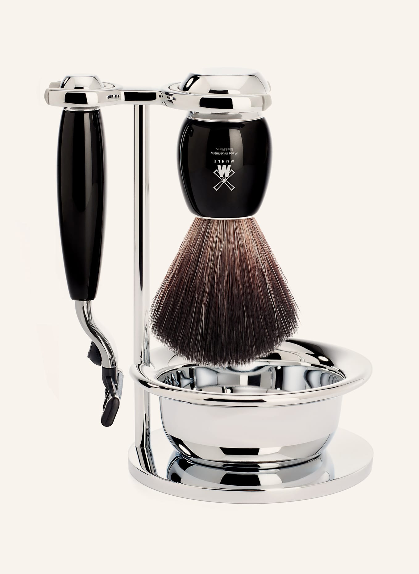 MÜHLE 4-tlg. Rasier-Set - VIVO: SCHWARZ