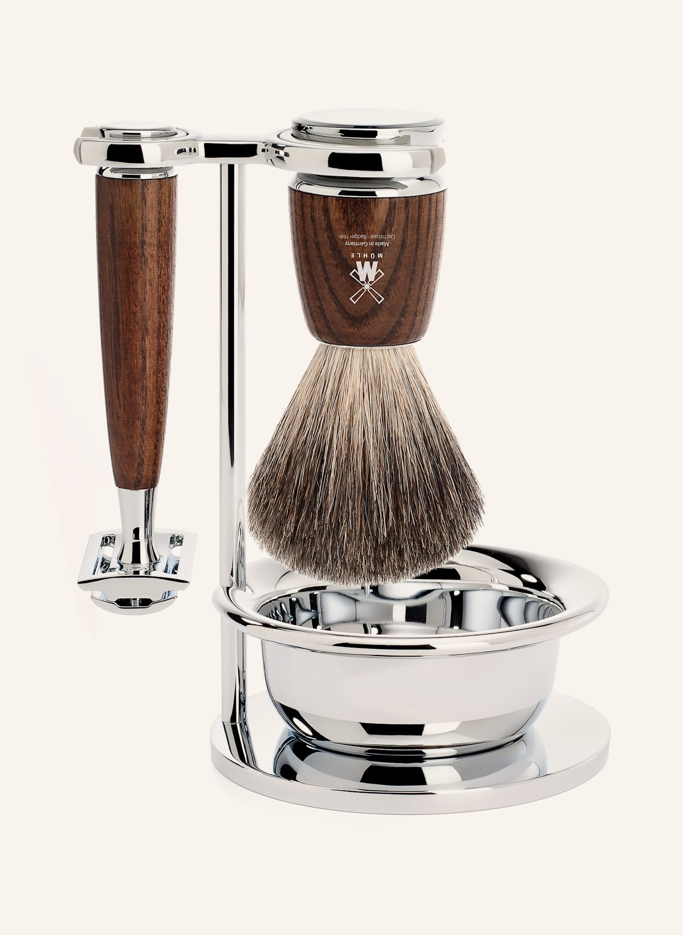 MÜHLE 4-tlg. Rasier-Set -RYTMO: DUNKELBRAUN