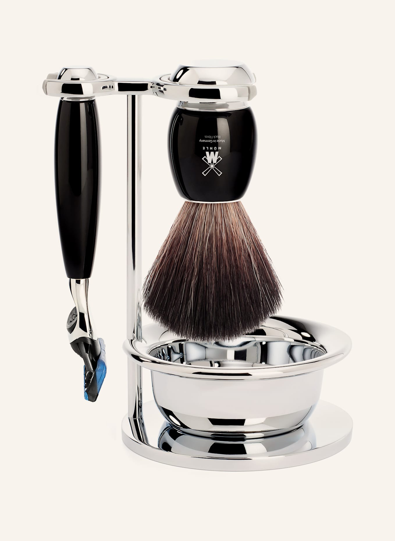 MÜHLE 4-tlg. Rasier-Set - VIVO: SCHWARZ