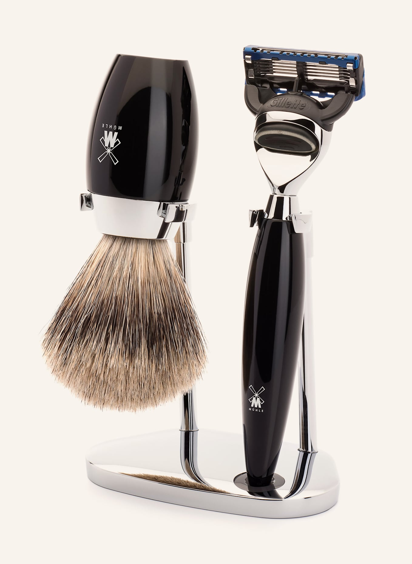 MÜHLE 3-tlg. Rasier-Set - KOSMO: SCHWARZ