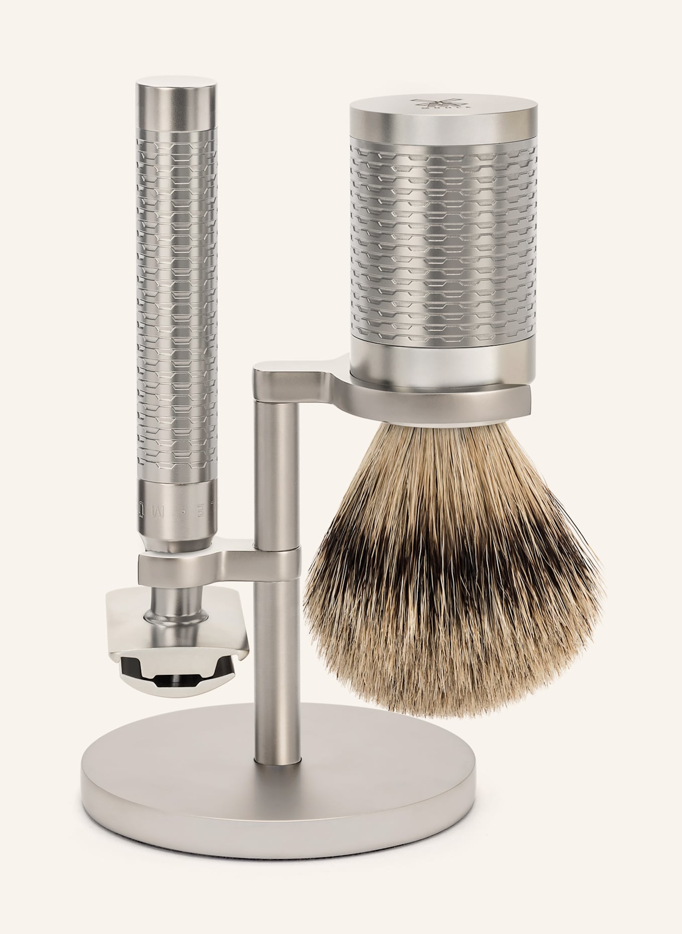 MÜHLE 3-tlg. Rasier-Set - ROCCA: SILBER