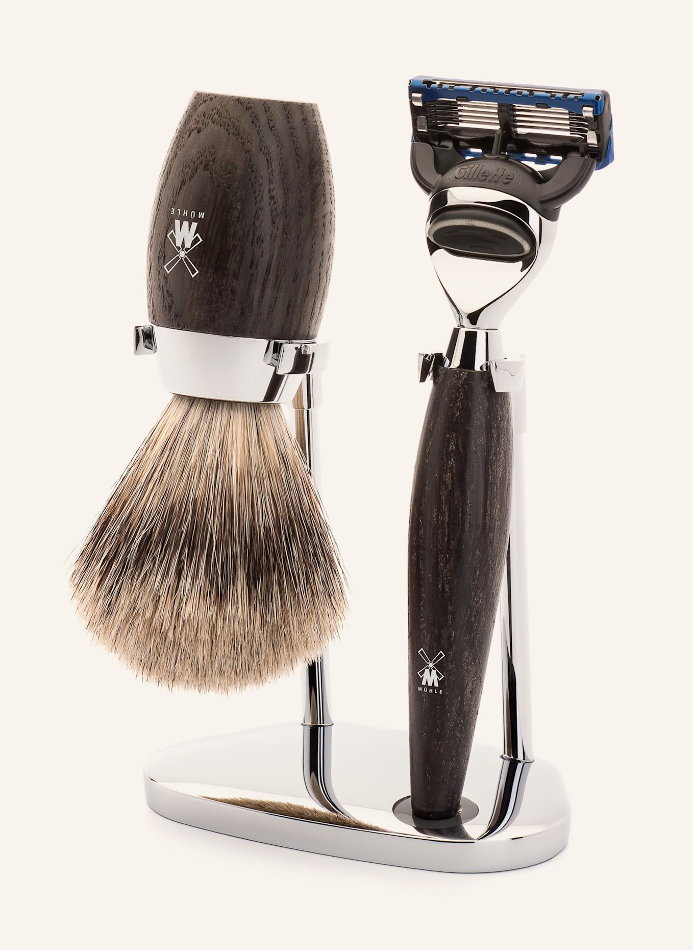 MÜHLE 3-tlg. Rasier-Set - KOSMO: DUNKELBRAUN