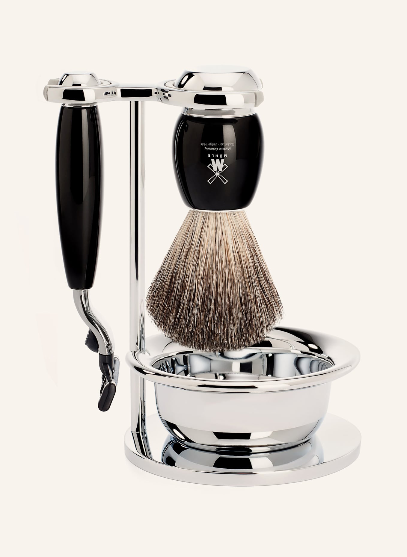 MÜHLE 4-tlg. Rasier-Set - VIVO: SCHWARZ