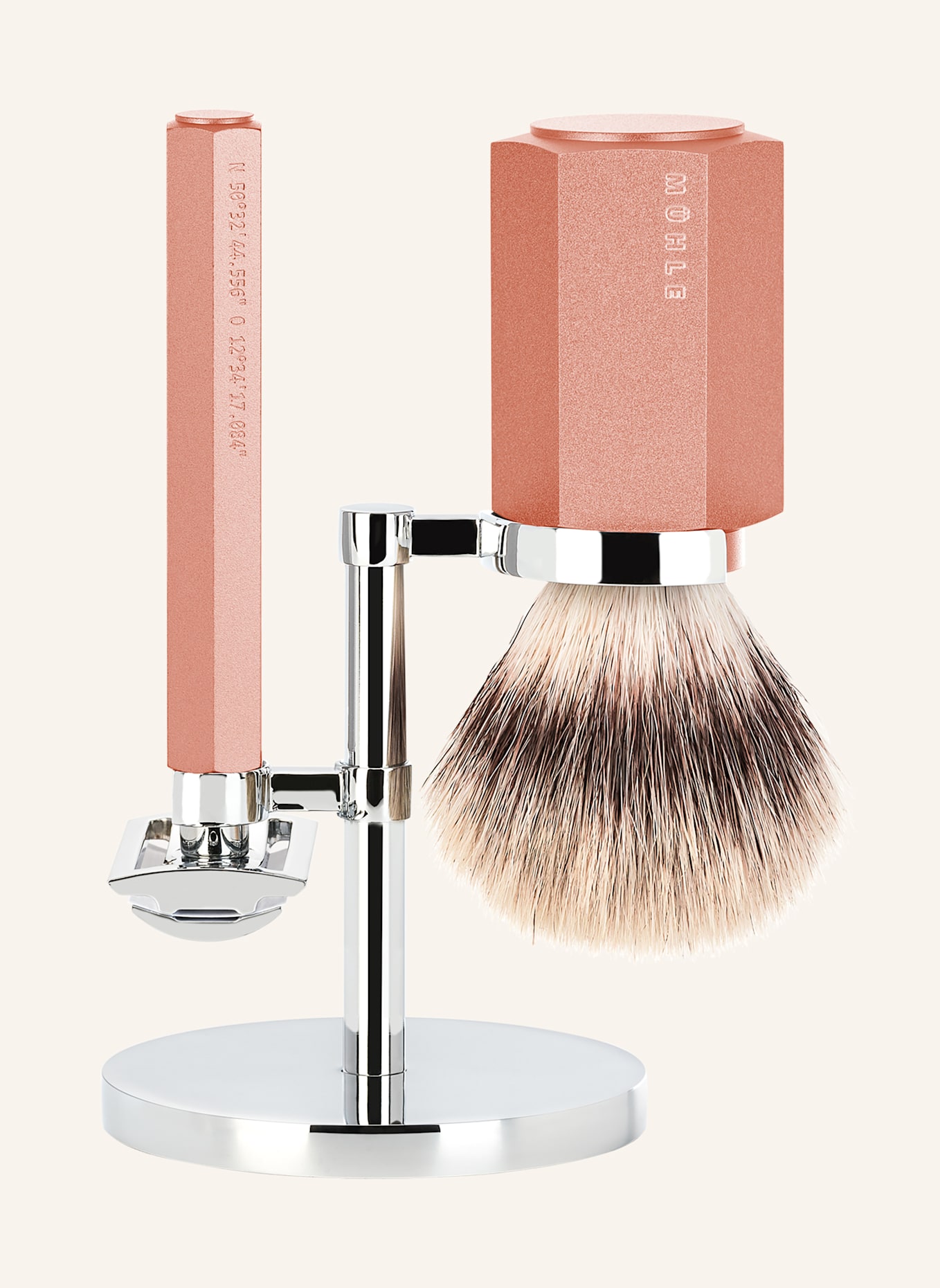 MÜHLE 3-tlg. Rasier-Set - HEXAGON: ROSA