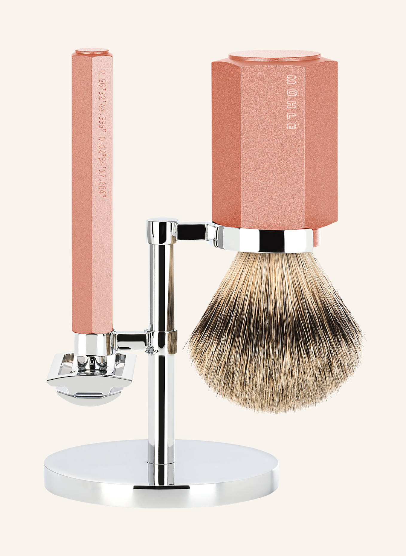 MÜHLE 3-tlg. Rasier-Set - HEXAGON: ROSA
