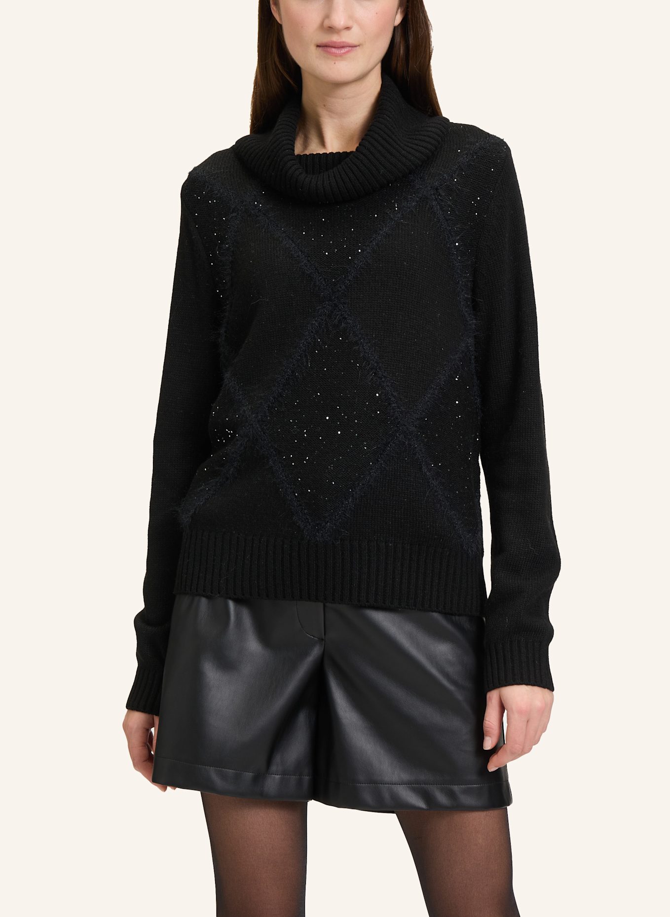 BETTY&CO Strickpullover mit Kragen: SCHWARZ