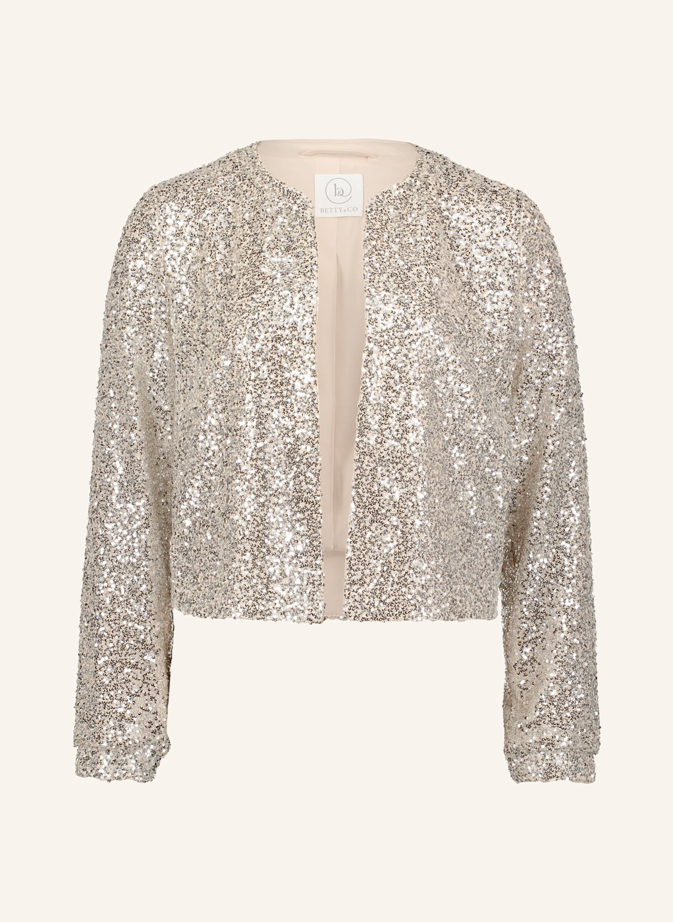 BETTY&CO Blouson mit Pailletten: CREME/ SILBER