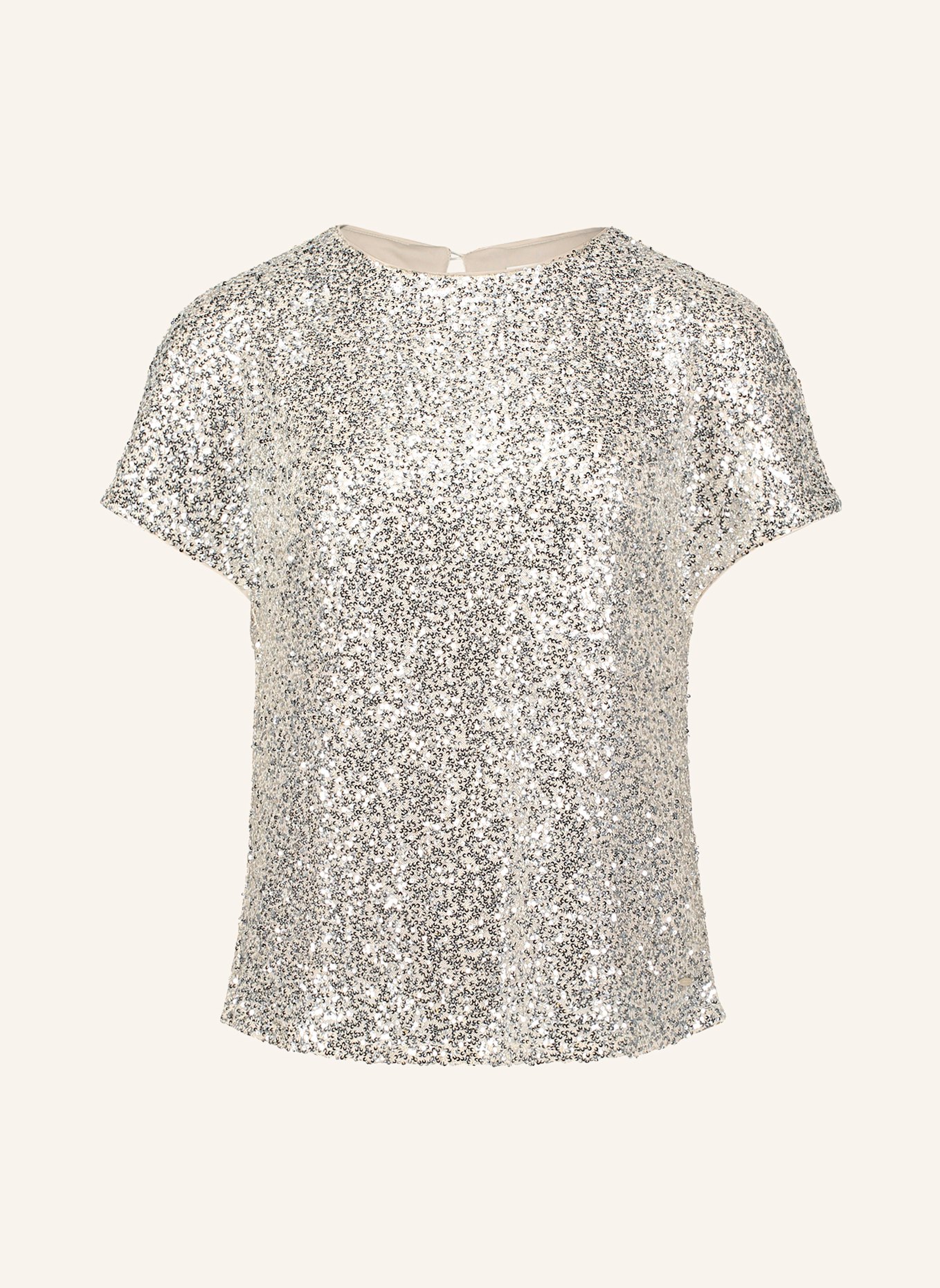 BETTY&CO Blusenshirt mit Pailletten: CREME/ SILBER