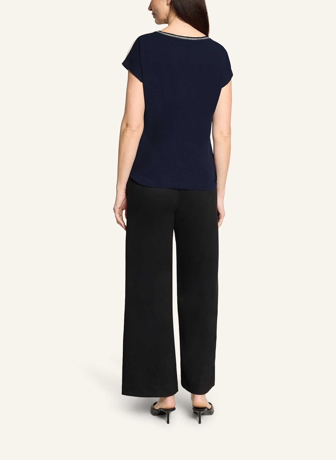 BETTY&CO Patchwork-Shirt mit Print: DUNKELBLAU
