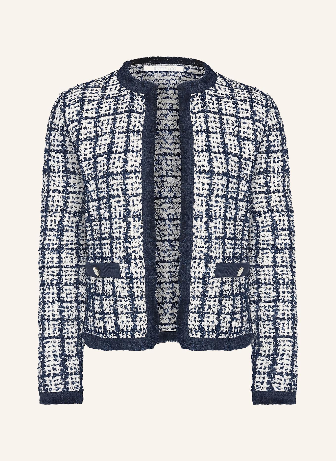 BETTY&CO Strick-Cardigan mit Fransen: WEISS/ BLAU
