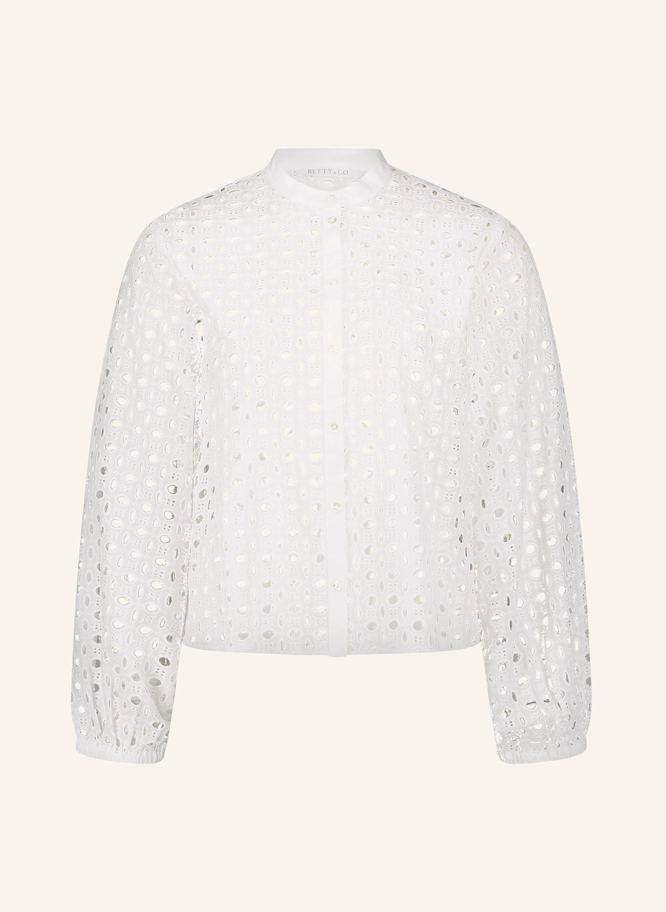 BETTY&CO Spitzenbluse mit Stehkragen: WEISS