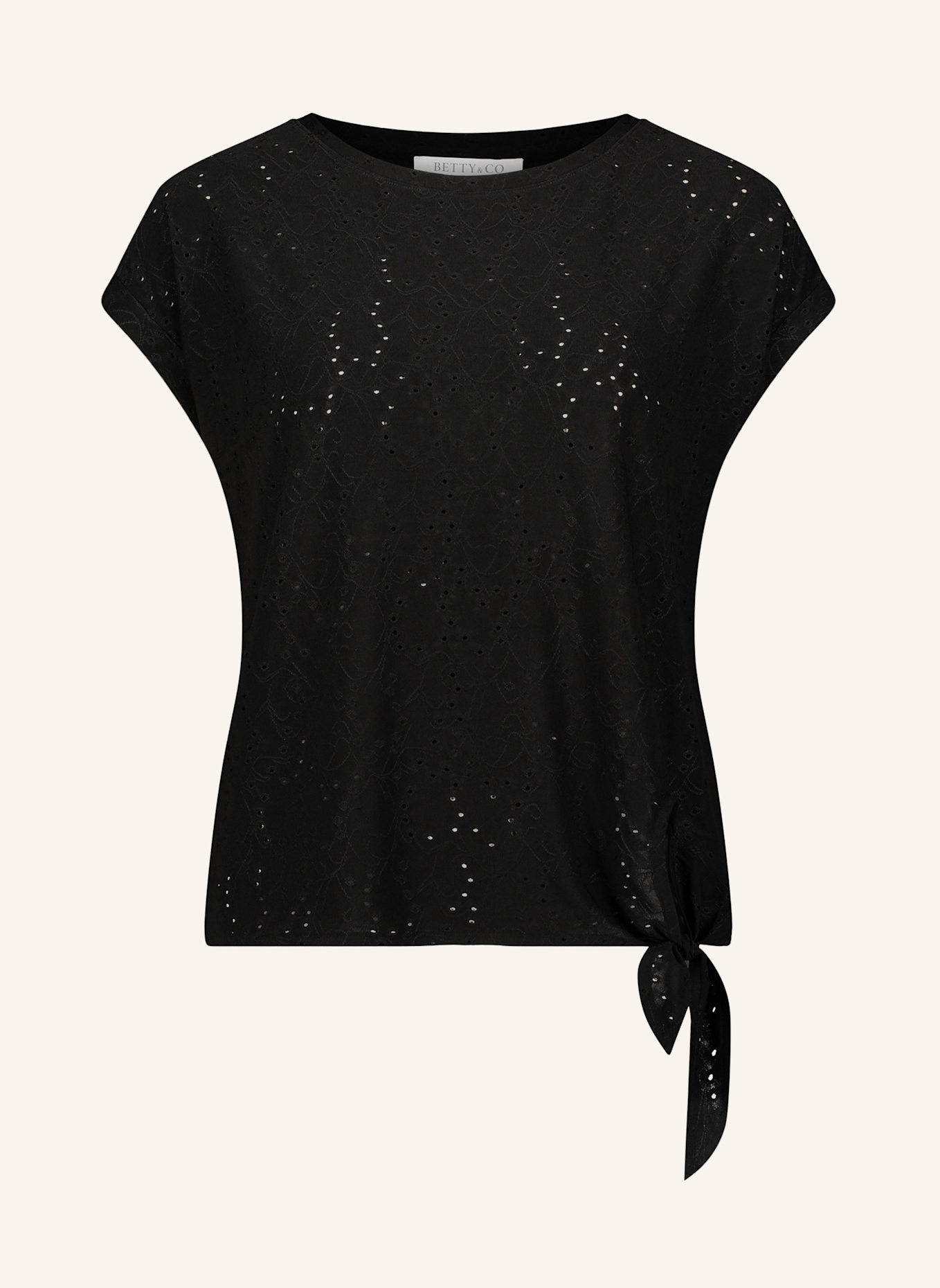 BETTY&CO T-Shirt aus Lochspitze: SCHWARZ