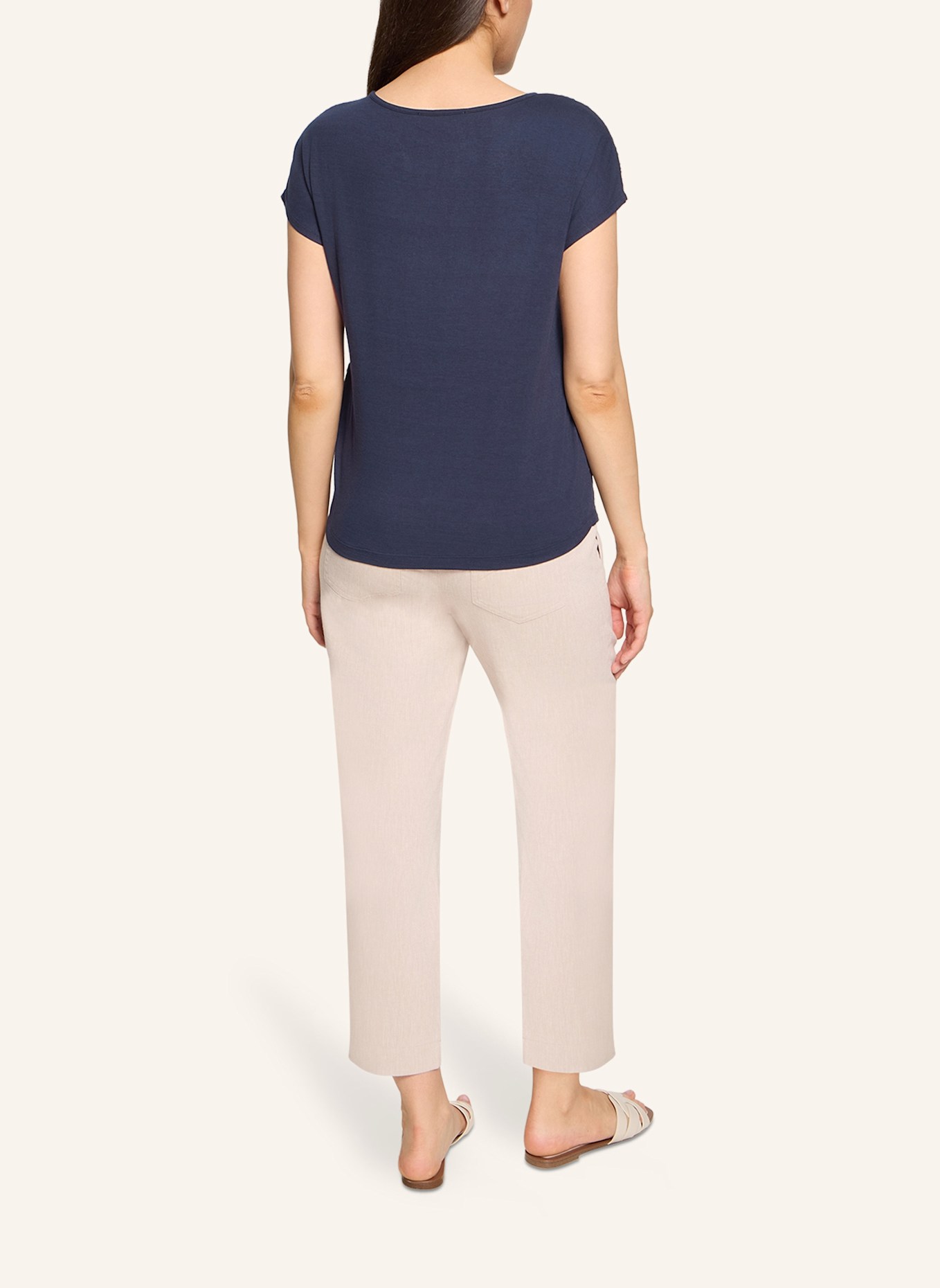 BETTY&CO T-Shirt im Materialmix mit Lochspitze: DUNKELBLAU