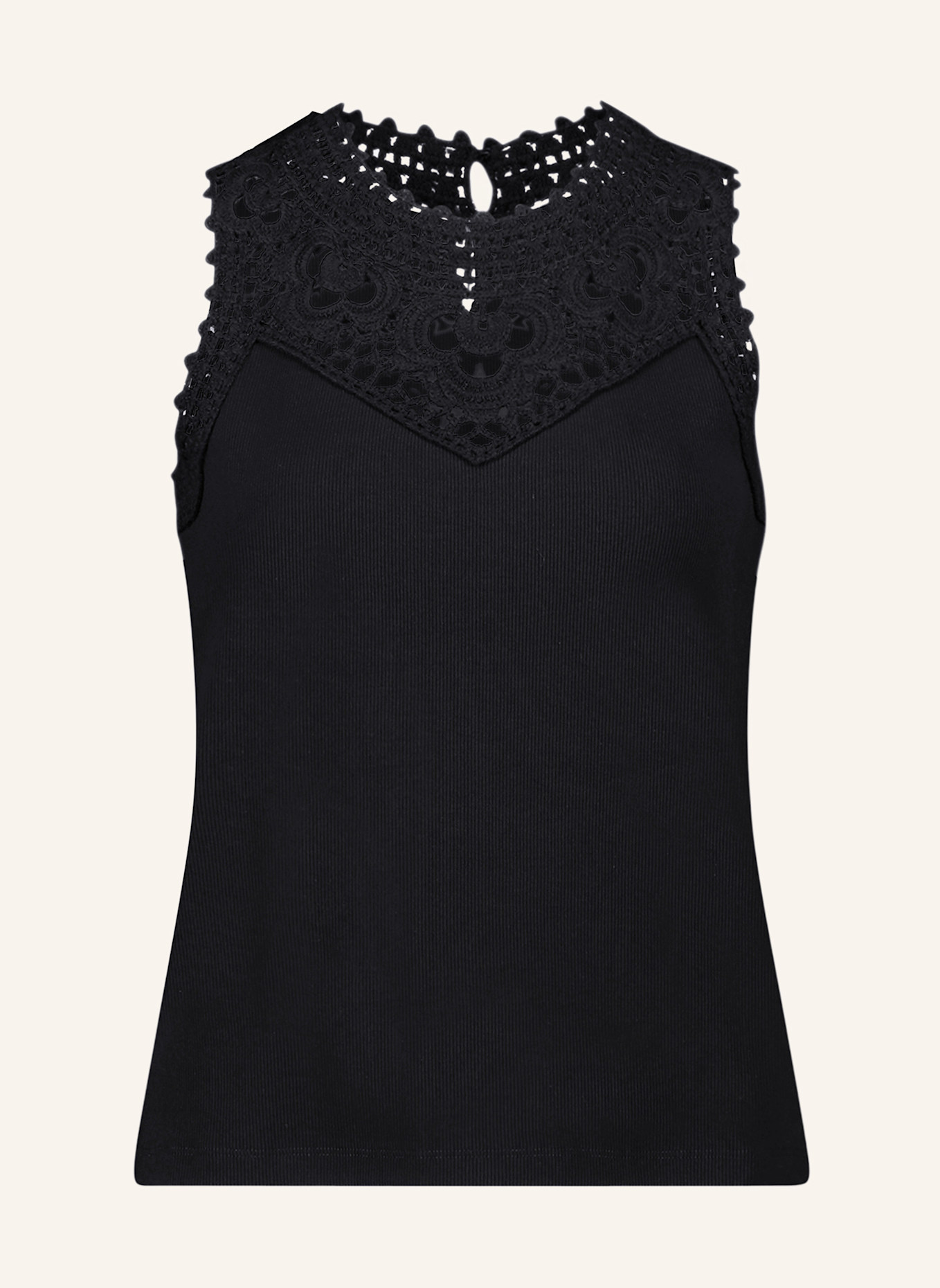BETTY&CO Patchwork-Shirt ohne Arm: SCHWARZ