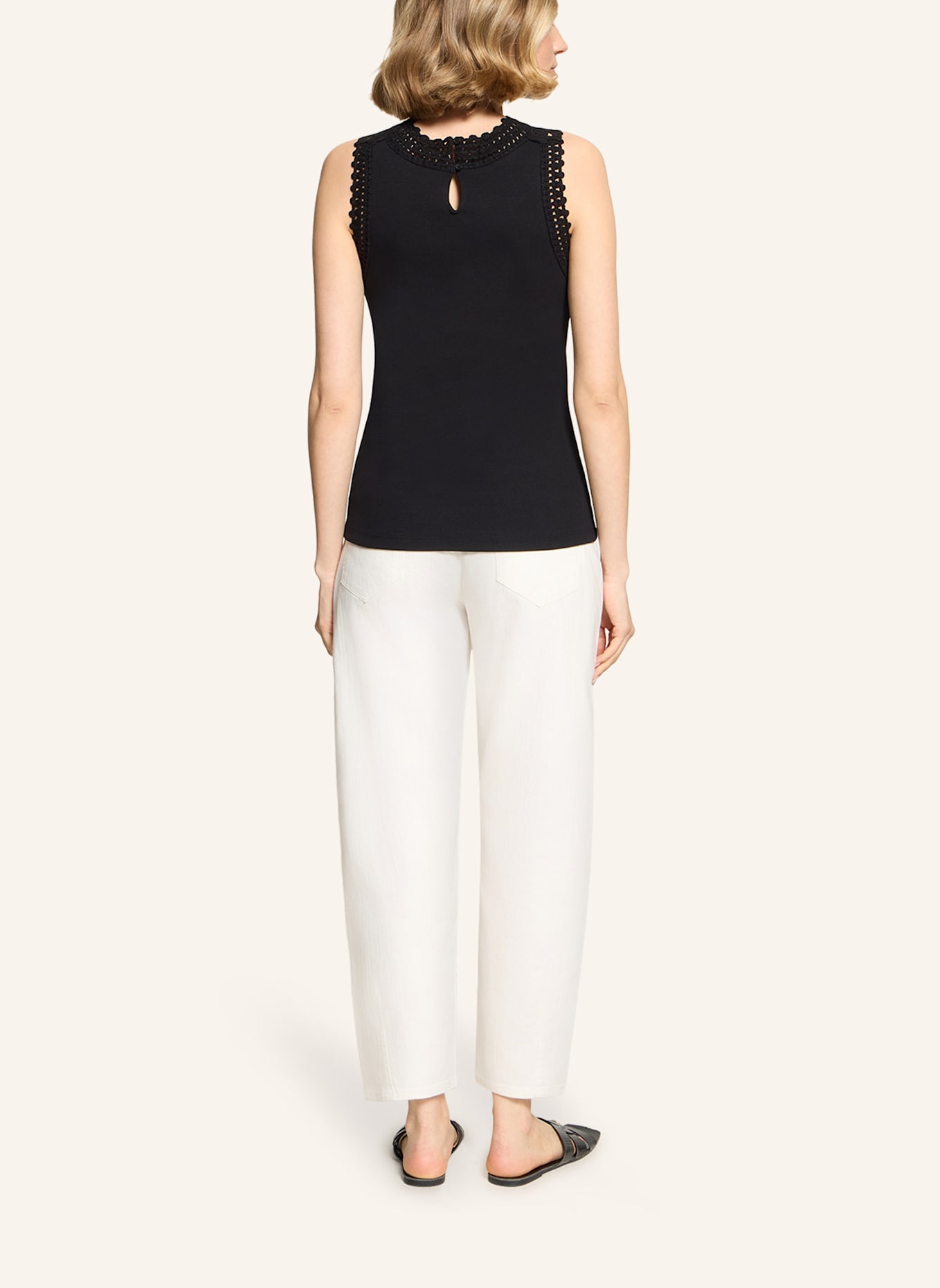 BETTY&CO Patchwork-Shirt ohne Arm: SCHWARZ