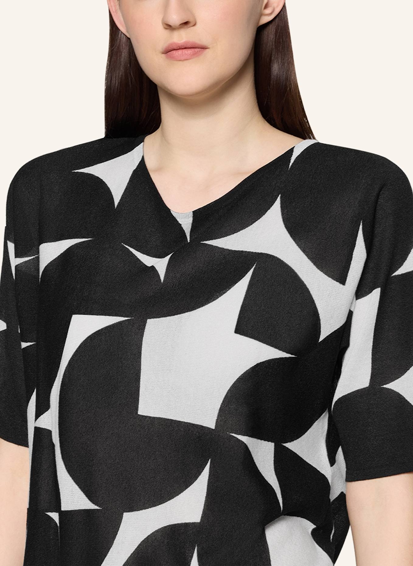 BETTY&CO Feinstrickpullover mit Print: SCHWARZ/ WEISS