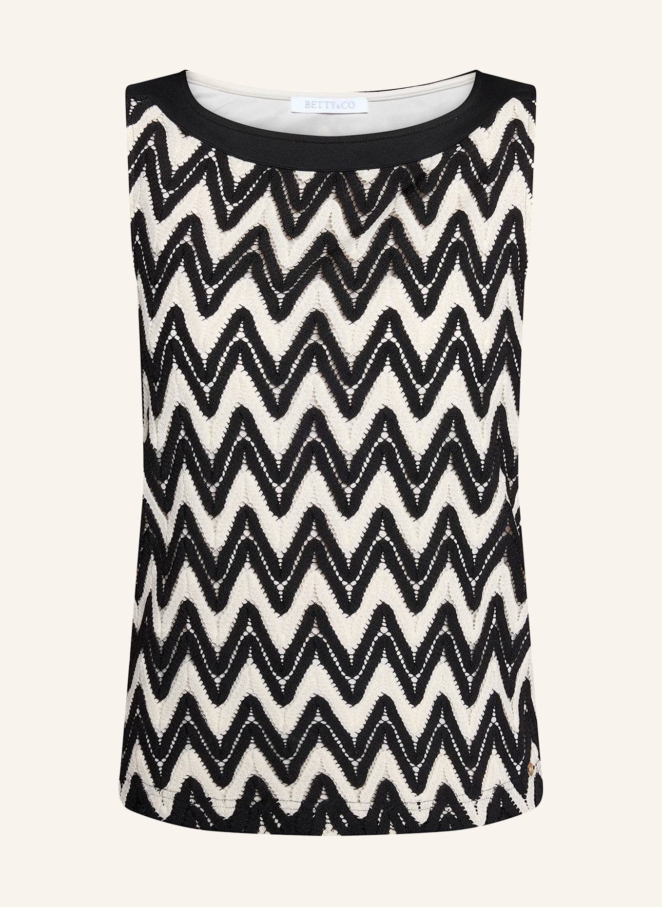 BETTY&CO Strukturshirt ohne Arm: SCHWARZ/ WEISS